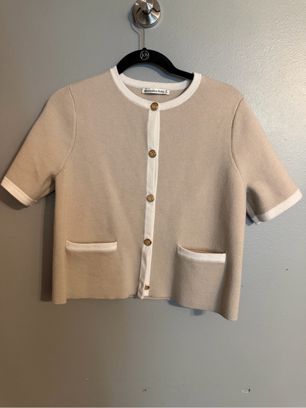 Abercrombie & Fitch Lady Jacket Cardigan M Gold Buttons Beige Ivory